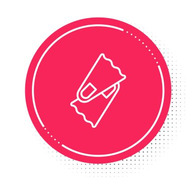 White line Rubber flippers for swimming icon isolated on white background. Diving equipment. Extreme sport. Diving underwater equipment. Red circle button. Vector.