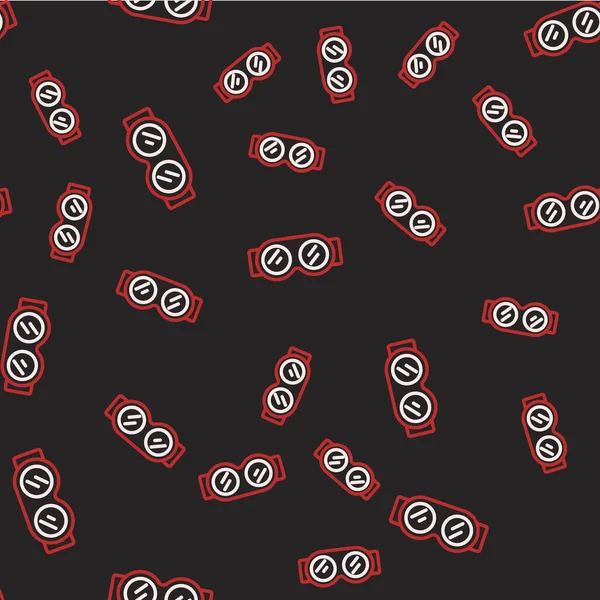 Line Welding Glasses Icon Isolated Seamless Pattern Black Background Protective — 图库矢量图片