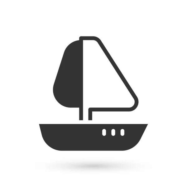 Серый Парусник Яхта Икона Парусного Судна Изолированы Белом Фоне Морской — стоковый вектор