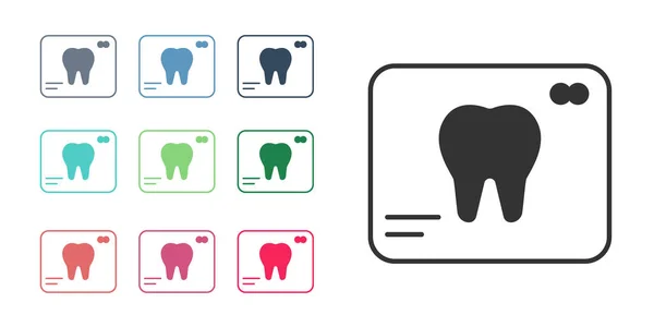 Black Ray Tooth Icon Isolated White Background Dental Ray Radiology — стоковый вектор