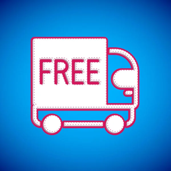 White Free Delivery Service Icon Isolated Blue Background Free Shipping — Image vectorielle