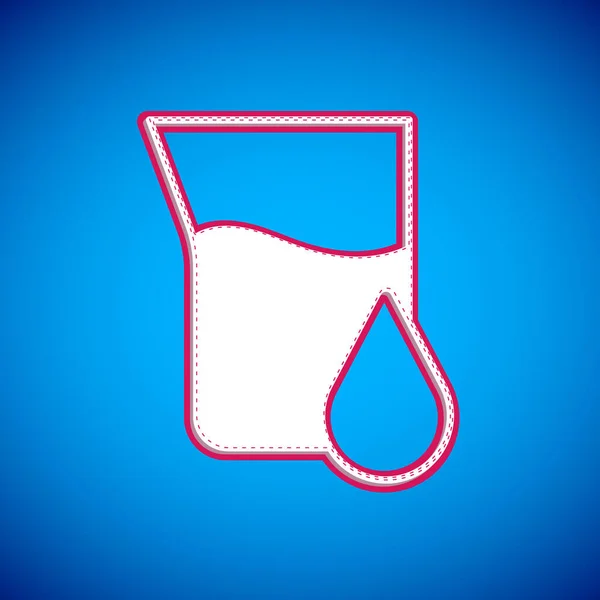 Icono Tubo Prueba Gasolina Aceite Blanco Aislado Sobre Fondo Azul — Archivo Imágenes Vectoriales