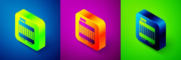 Isometric Car Radiator Cooling System Icon Isolated Blue Purple Green — Stockvector