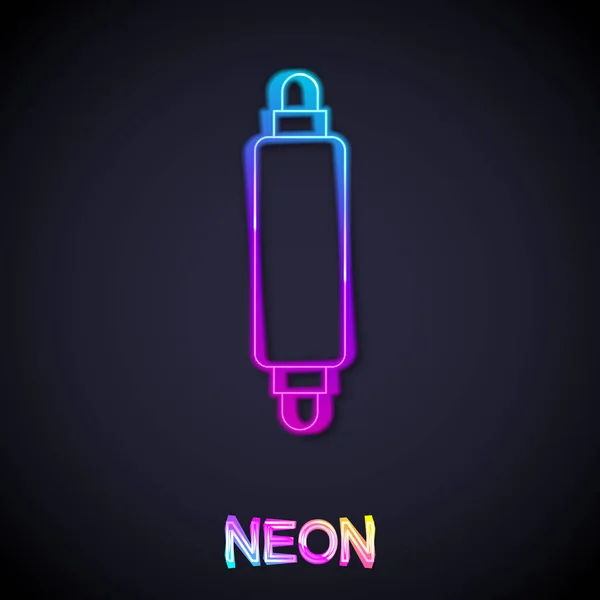 Glödande Neon Line Rullande Stift Ikon Isolerad Svart Bakgrund Vektor — Stock vektor