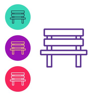 Bench simgesini beyaz arkaplanda izole et. Simgeleri renklendirin. Vektör.