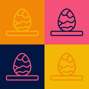 Pop art line Chinese tea egg icon isolated on color background. Vector.