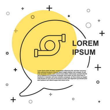 Black line Automotive turbocharger icon isolated on white background. Vehicle performance turbo. Turbo compressor induction. Random dynamic shapes. Vector.