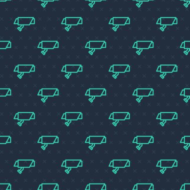 Yeşil çizgi güvenlik kamerası ikonu mavi arkaplandaki kusursuz deseni izole etti. Vektör.