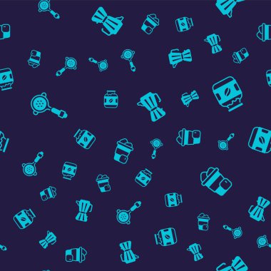 Set Coffee filter holder jar bottle maker moca pot and Iced coffee on seamless pattern. Vector.