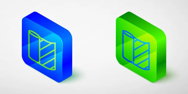 Isometric Line Wallpaper Icon Isolated Grey Background Blue Green Square — Vector de stock