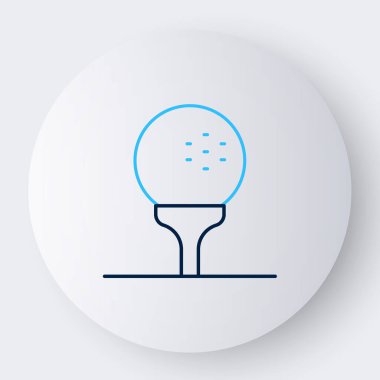 Tee ikonundaki çizgi golf topu beyaz arka planda izole edildi. Renkli taslak konsepti. Vektör.