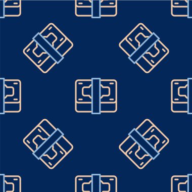 Line Stacks kağıt para ikonu mavi arka planda izole edilmiş kusursuz desen. Para desteleri. Para birimi. Vektör.