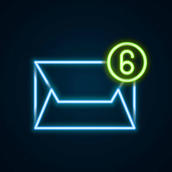 Linea Neon Luminosa Icona Posta Mail Isolata Sfondo Nero Mail — Vettoriale Stock