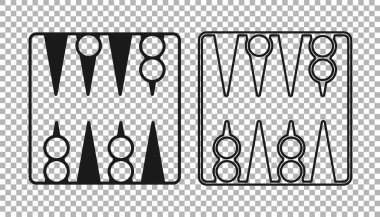 Siyah Tavla tahtası simgesi şeffaf arkaplanda izole edildi. Vektör.