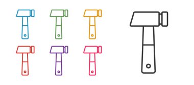 Çizgi Çekiç simgesini beyaz arkaplanda izole et. Tamir için bir araç. Simgeleri renklendirin. Vektör.