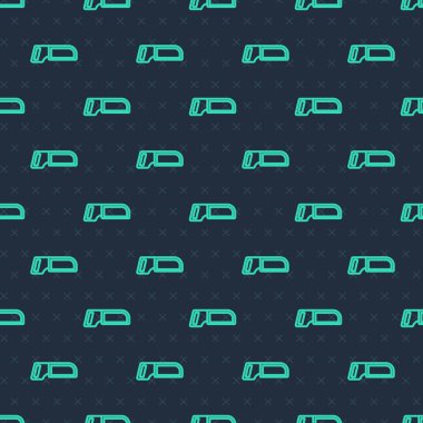 Yeşil Hacksaw simgesi mavi arkaplandaki kusursuz deseni izole etti. Tahta ve metal testeresi. Vektör.