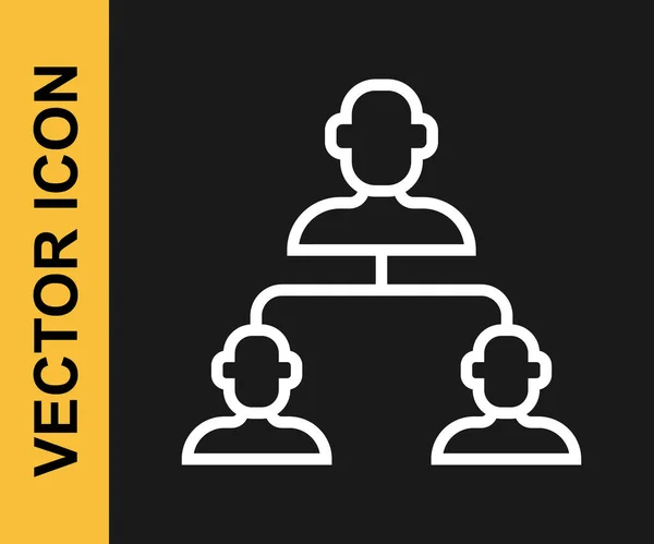 Linha Branca Gráfico Organograma Hierarquia Negócios Ícone Infográficos Isolado Fundo —  Vetores de Stock