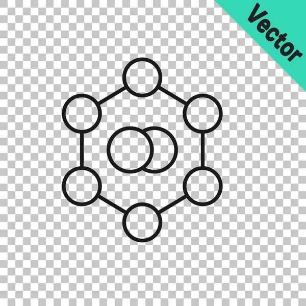 Schwarze Linie Molekül Symbol Isoliert Auf Transparentem Hintergrund Struktur Der — Stockvektor