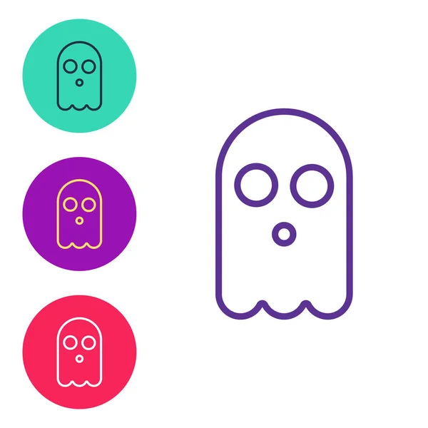 Stel Lijn Ghost Pictogram Geïsoleerd Witte Achtergrond Gelukkig Halloween Feest — Stockvector