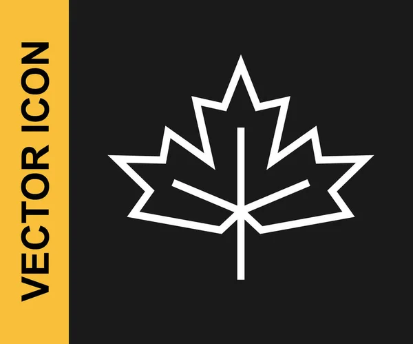白い線黒の背景に隔離されたカナダのカエデの葉のアイコン カナダのシンボルカエデの葉 ベクトル — ストックベクタ