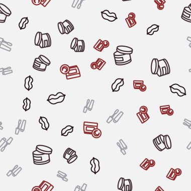 Gülümseyen dudak kremi ya da losyon kozmetik tüp Mascara fırçası ve pürüzsüz desen. Vektör.