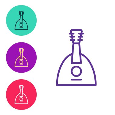 Beyaz arkaplanda müzikal enstrüman balalaykası simgesi ayır. Simgeleri renklendirin. Vektör.