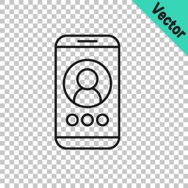 Siyah çizgi Görüntü sohbet konferansı simgesi şeffaf arkaplanda izole edildi. Çevrimiçi iş görüşmesi formu. Uzak proje yönetimi. Vektör.