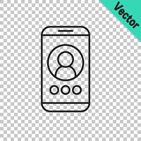 Black Line Video Chat Konferenz Icon Isoliert Auf Transparentem Hintergrund — Stockvektor