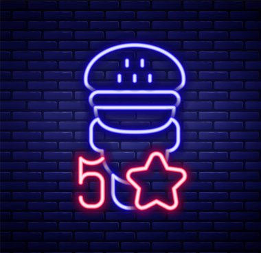 Parlayan neon hat taksi servis derecelendirme simgesi tuğla duvar arkasında izole edildi. Renkli taslak konsepti. Vektör.