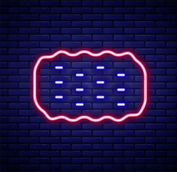 Glowing Neon Line Sponge Icon Isolated Brick Wall Background Wisp —  Vetores de Stock