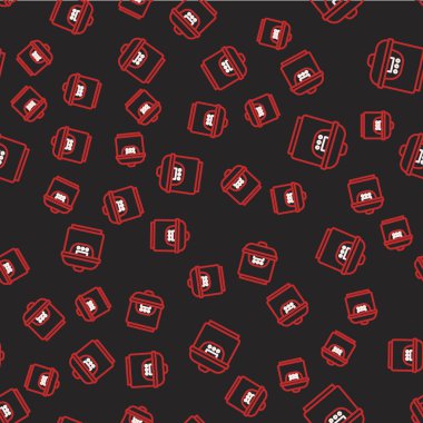 Line Slow Cooker simgesi siyah arkaplanda izole edilmiş. Elektrikli tava. Vektör.