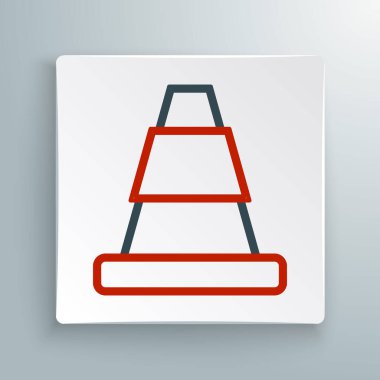 Beyaz arkaplanda çizgi trafik konisi simgesi izole edildi. Renkli taslak konsepti. Vektör.