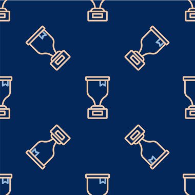 Hat Ödülü kupa simgesi mavi arka planda izole edilmiş kusursuz desen. Galibiyet ödülü sembolü. Şampiyonluk ya da yarışma kupası. Spor başarısı işareti. Vektör.