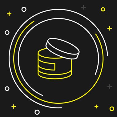 Çizgi kremi ya da losyon kozmetik tüp simgesi siyah arkaplanda izole edilmiş. Kadınlar için vücut bakım ürünleri. Renkli taslak konsepti. Vektör.