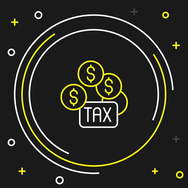 Line Tax Payment Icon Isolated Black Background Colorful Outline Concept — Image vectorielle