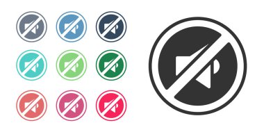 Siyah Sözcü dilsiz simgesi beyaz arkaplanda izole edildi. Ses simgesi yok. Ses Kapalı sembolü. Simgeleri renklendirin. Vektör.