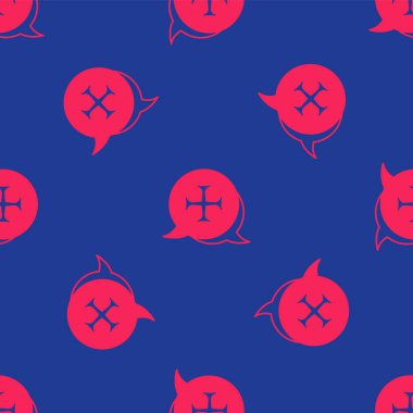 Kızıl Haçlı Seferi ikonu mavi arka planda kusursuz deseni izole etti. Vektör.