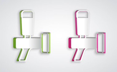 Kağıt kesiği Bira tıklama simgesi gri arkaplanda izole edildi. Kağıt sanatı tarzı. Vektör.