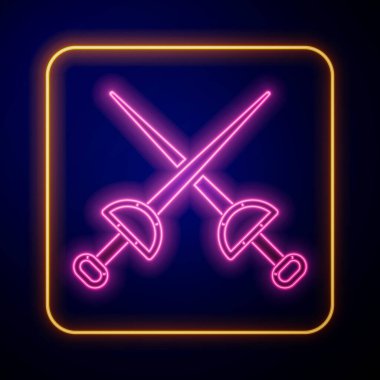 Siyah arkaplanda parlayan neon eskrim simgesi izole edildi. Spor malzemeleri. Vektör.