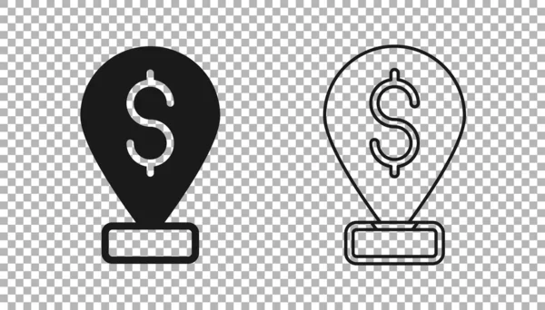 Значок Местоположения Black Cash Изолирован Прозрачном Фоне Символ Указатель Доллар — стоковый вектор