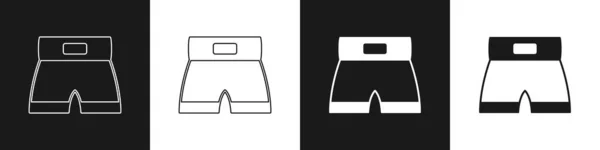 Set Boxning Kort Ikon Isolerad Svart Och Vit Bakgrund Vektor — Stock vektor