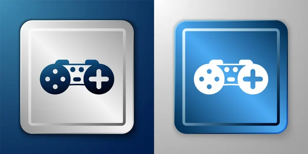Icono Gamepad Blanco Aislado Sobre Fondo Azul Gris Controlador Juego — Vector de stock