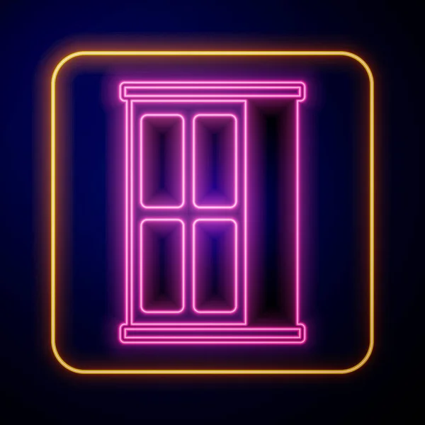Glowing Neon Wardrobe Icon Isolated Black Background Cupboard Sign Vector — Stock Vector