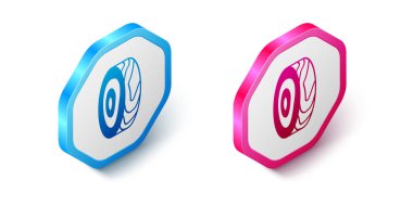 Beyaz arkaplanda izole edilmiş Isometric Ağaç Halkaları simgesi. Ahşap kesit. Altıgen düğmesi. Vektör.