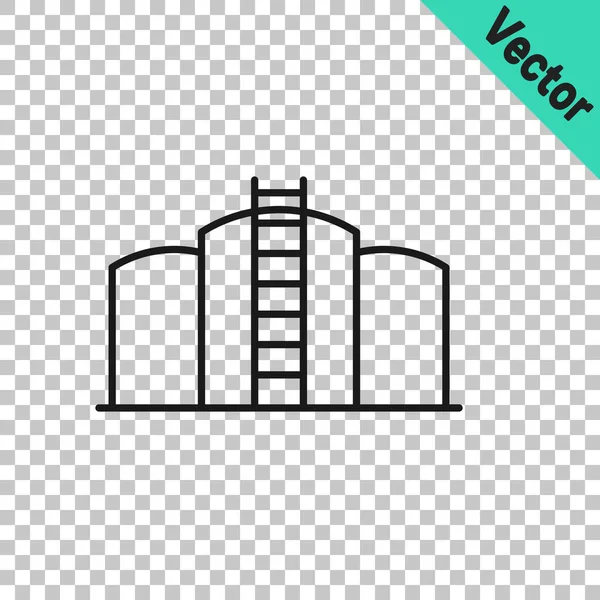 Черная Линия Хранения Нефти Бак Значок Изолирован Прозрачном Фоне Бак — стоковый вектор