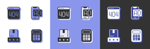 Hesap Makinesi Sayfasını 404 Hata Tüketici Ürün Derecelendirmesi Reklam Simgesi — Stok Vektör
