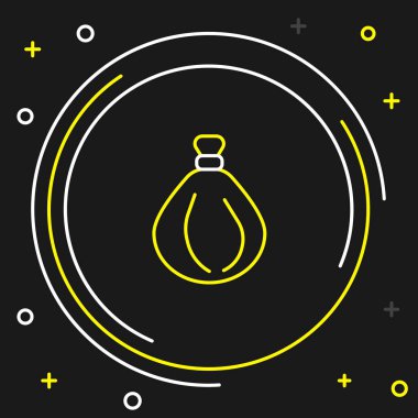 Çöp torbası simgesi siyah arkaplanda izole edilmiş. Renkli taslak konsepti. Vektör.