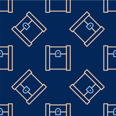 Çizgi kâğıt poşet ikonu mavi arka planda izole edilmiş pürüzsüz desen. Paket işareti. Vektör.