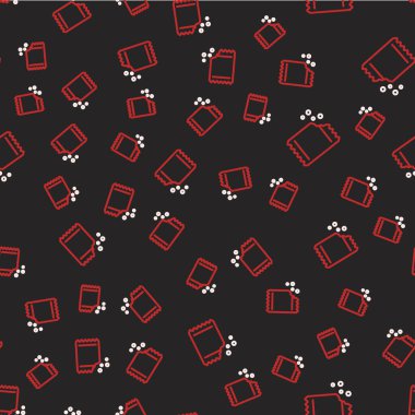 Line Packet of pepper icon isolated seamless pattern on black background. Vector.