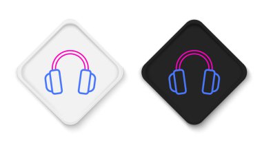 Beyaz arkaplanda hat kulaklığı simgesi izole edildi. Kulaklıklar. Müzik, hizmet, iletişim ve operatör konsepti. Renkli taslak konsepti. Vektör.